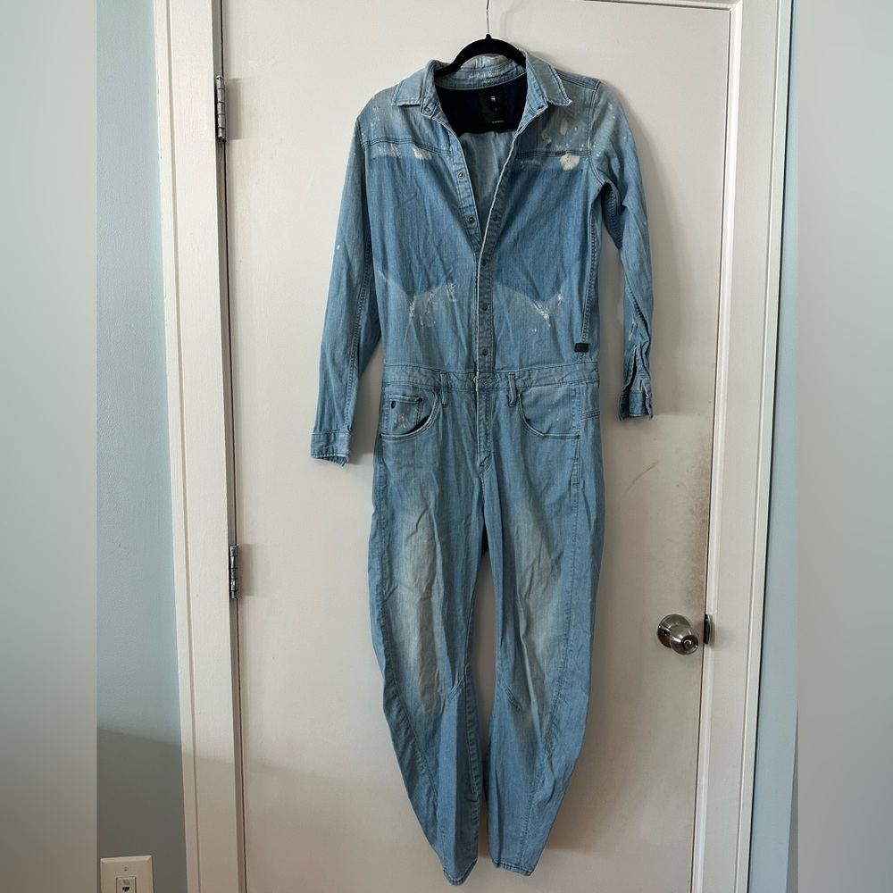 G-Star Raw Distressed Denim Jean Jumpsuit